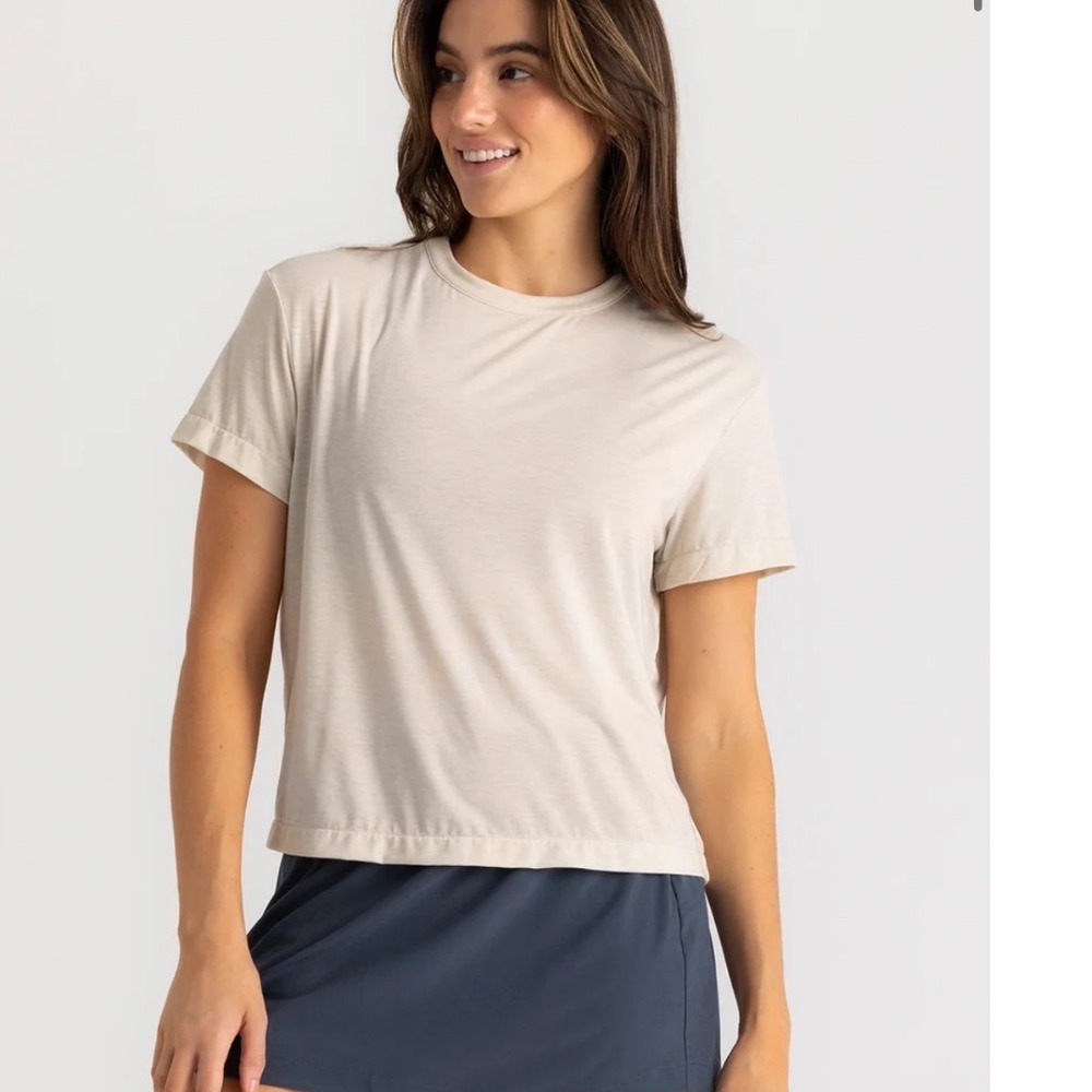 Free Fly Womens Elevate Lightweight Tee Heather Birch UPF 25 Small